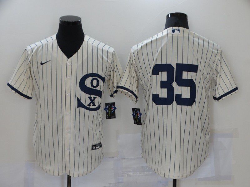 Men Chicago White Sox #35 No Name Cream stripe Dream version Game Nike 2021 MLB Jersey